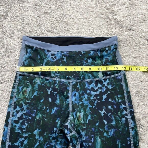 Lululemon Running In The City Mesh Panel Legging Blue Green Floral - Picture 10 of 12